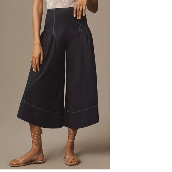 Anthropologie By Anthropologie Linen Extended Waist Pants size 4 blue new - Picture 4 of 6